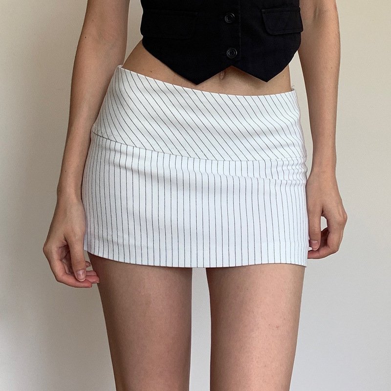 Simple Casual Low-rise Sexy Striped Skirt